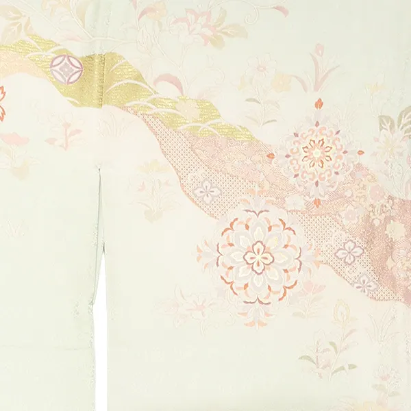 【正絹】訪問着レンタル/緑 唐花 Z352