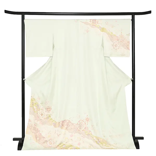 【正絹】訪問着レンタル/緑 唐花 Z352