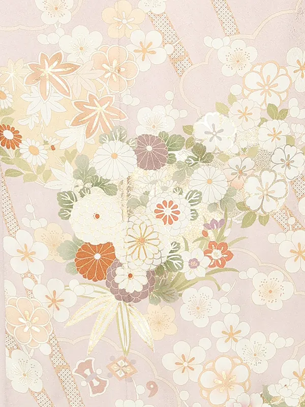 【正絹】訪問着レンタル/紫　菊梅 Z356