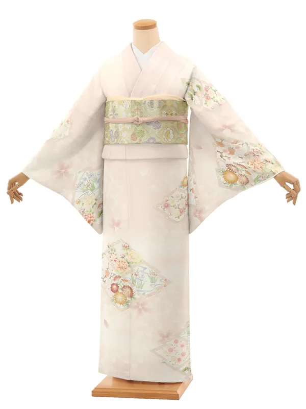 【トールサイズ】訪問着レンタル/華徒然ピンク 松皮菱に四季花 Z365（72）