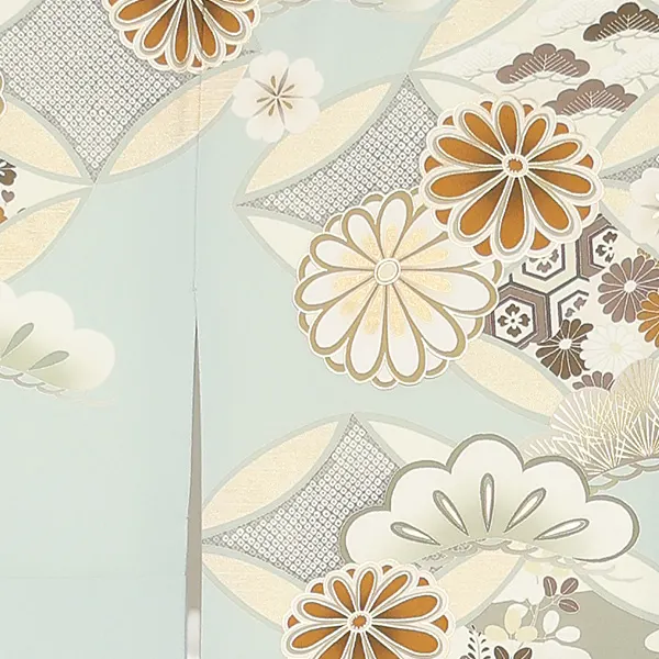 訪問着レンタル/紅一点 水色 七宝に菊 Z370