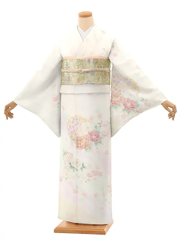 訪問着レンタル/式部浪漫 ベージュ 彩美華円 Z376