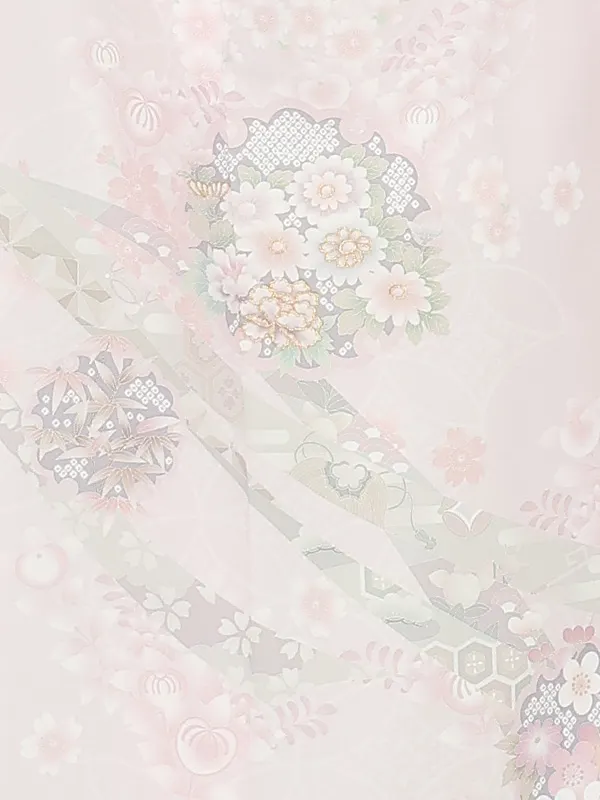 訪問着レンタル/式部浪漫 薄ピンク 桜橘七宝 Z378