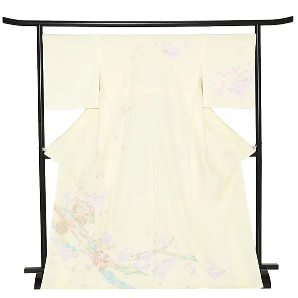 訪問着レンタル/式部浪漫 クリーム色 桜橘七宝 Z379