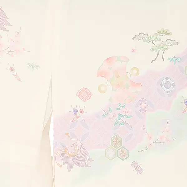 訪問着レンタル/式部浪漫 クリーム色 宝彩道長 Z380