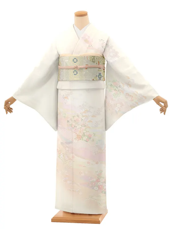 訪問着レンタル/式部浪漫 クリーム色 彩麗小花 Z381