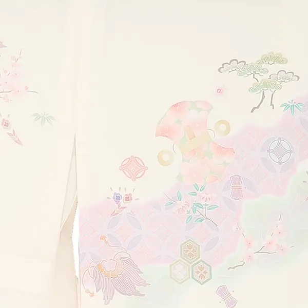 訪問着レンタル/式部浪漫 クリーム色 彩麗小花 Z381