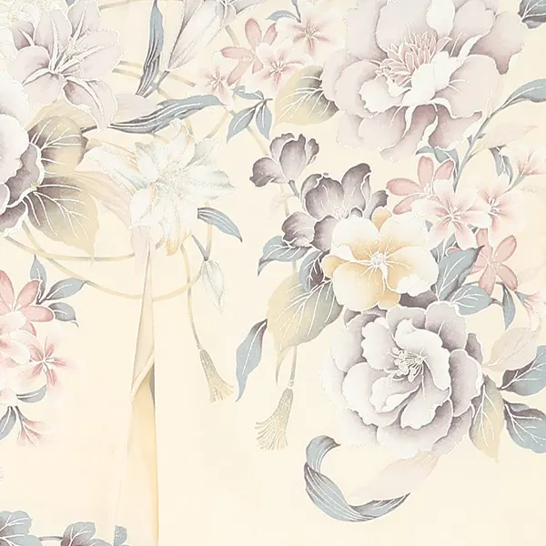 訪問着レンタル/クリーム色 芍薬 Z382