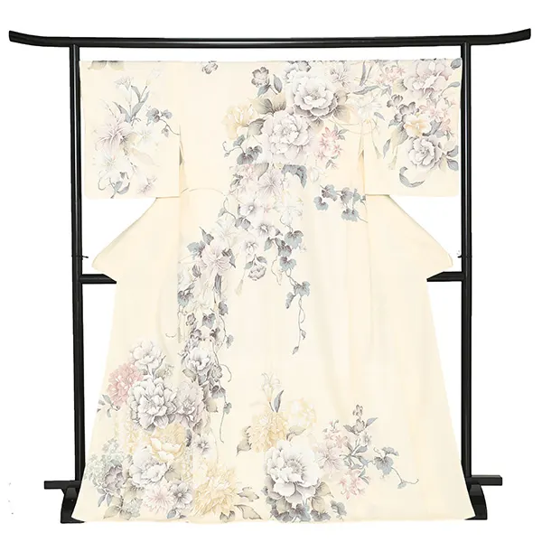 訪問着レンタル/クリーム色 芍薬 Z382