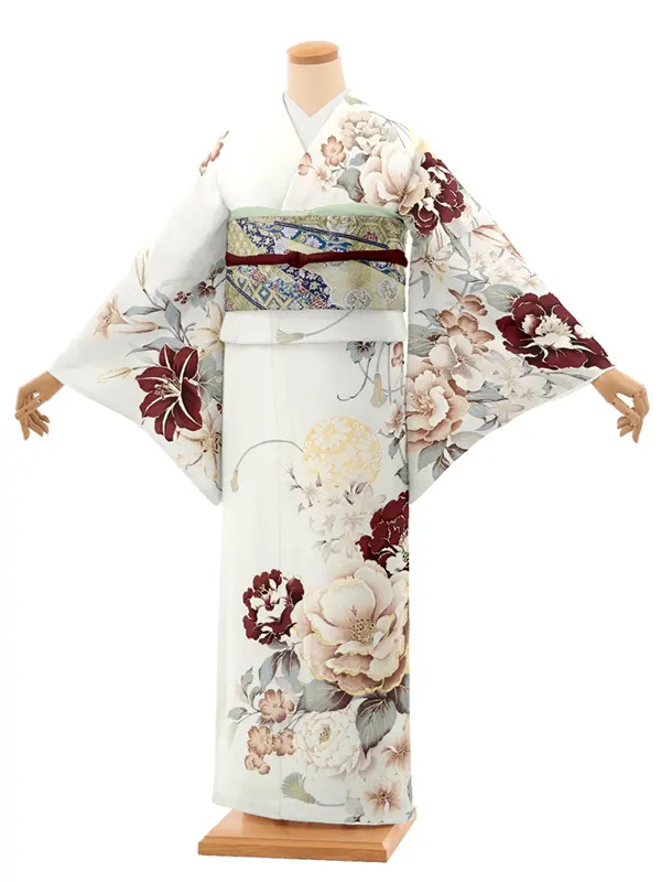 訪問着レンタル/白 芍薬 Z383