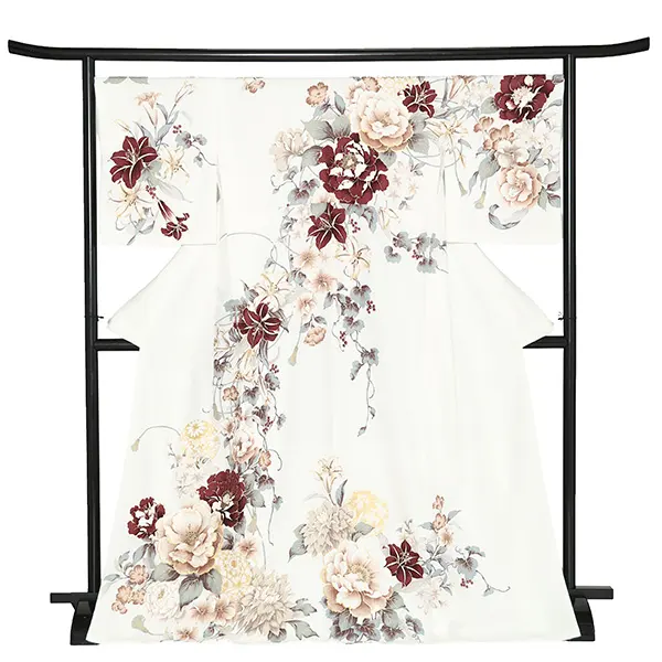 訪問着レンタル/白 芍薬 Z383