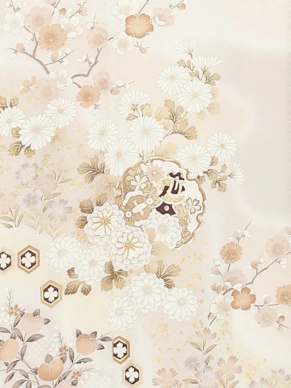 訪問着レンタル/グレージュ 四季花 Z384