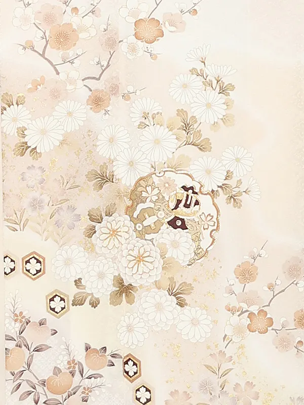 訪問着レンタル/クリーム色 四季花 Z385