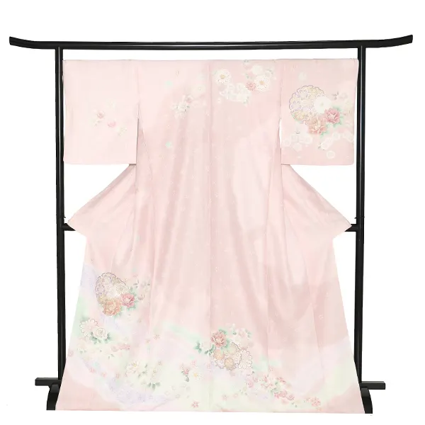 訪問着レンタル/ピンク 雪輪に牡丹 Z387