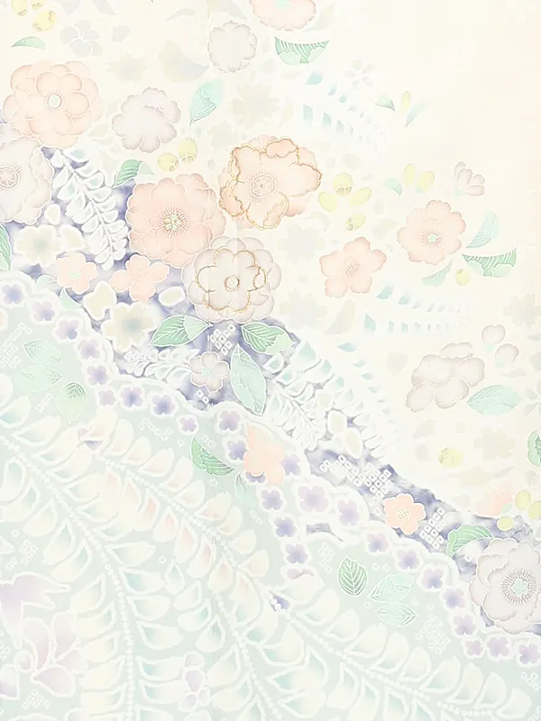 訪問着レンタル/クリーム色 辻が花 Z388