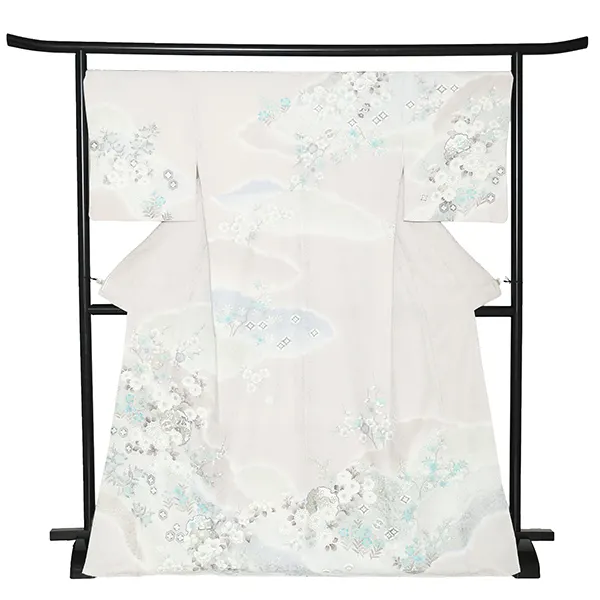 訪問着レンタル/グレー 雪輪に四季花 Z392