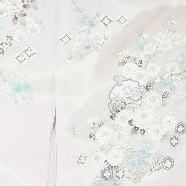 訪問着レンタル/パープルグレー 雪輪に四季花 Z393