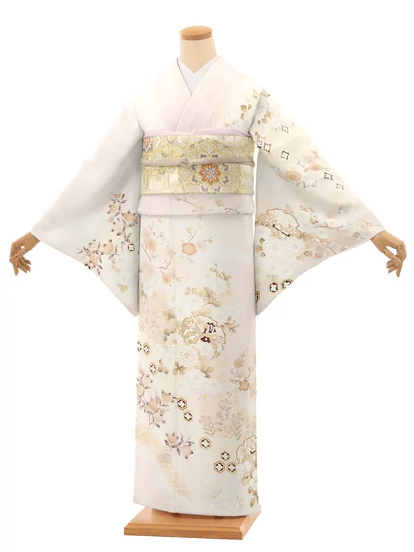 訪問着レンタル/薄ピンク 雪輪に四季花 Z394