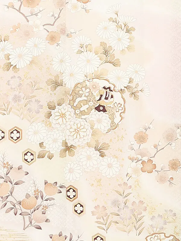 訪問着レンタル/薄ピンク 雪輪に四季花 Z394