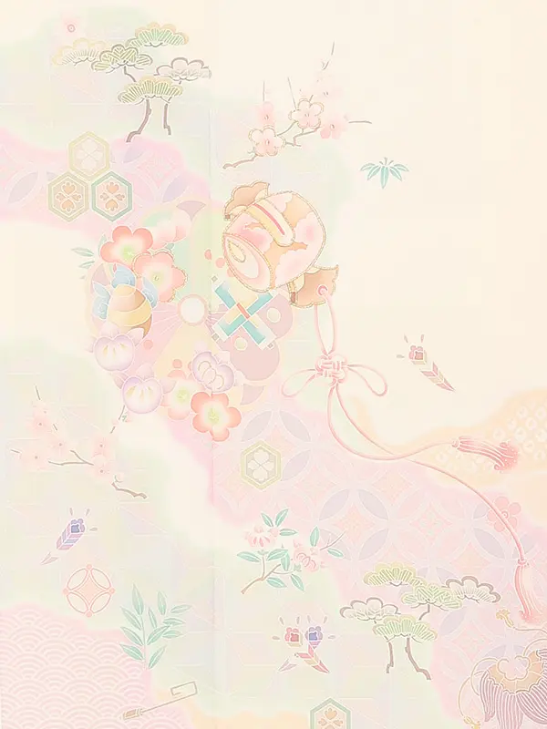 訪問着レンタル/クリーム色 宝彩道長 Z401