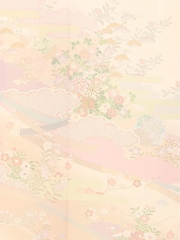 訪問着レンタル/クリーム色 彩麗小花 Z402