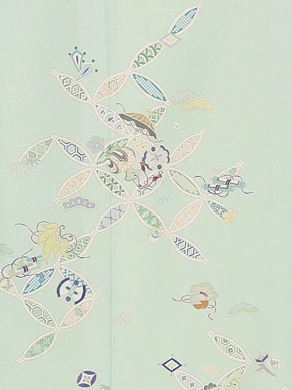 【単衣】夏訪問着レンタル／水色 七宝 Z405