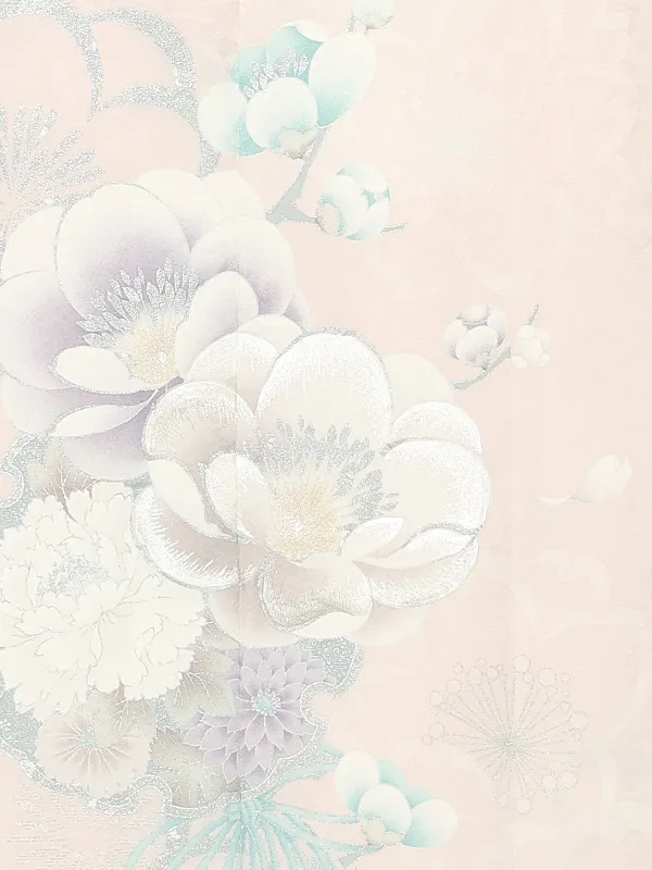 訪問着レンタル/薄ピンク 銀彩八重桜 Z408