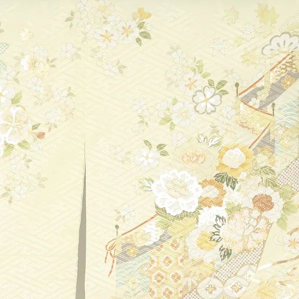 訪問着レンタル/黄色 金彩四季花 Z409