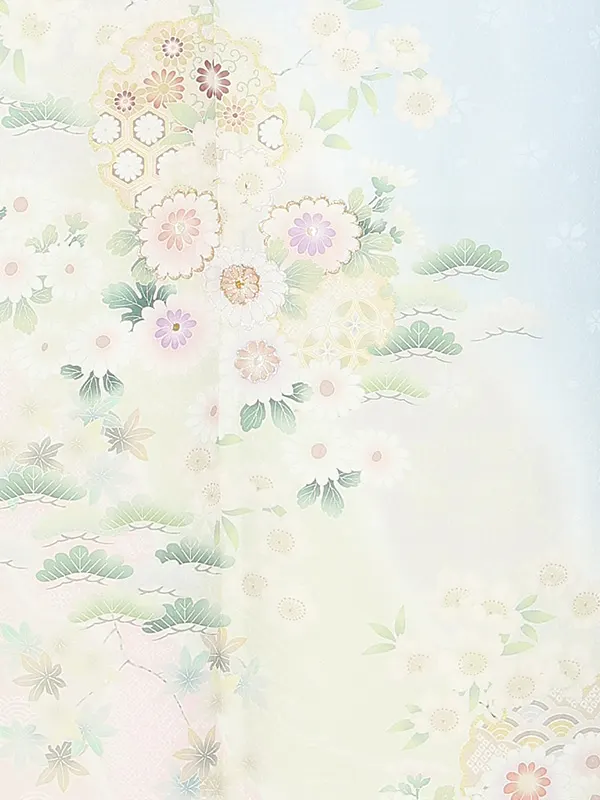 訪問着レンタル/式部浪漫 水色 菊花雪輪 Z416