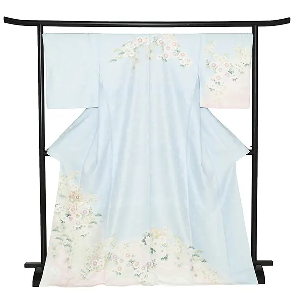 訪問着レンタル/式部浪漫 水色 菊花雪輪 Z416