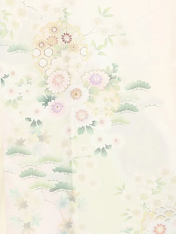 訪問着レンタル/式部浪漫 クリーム色 菊花雪輪 Z418