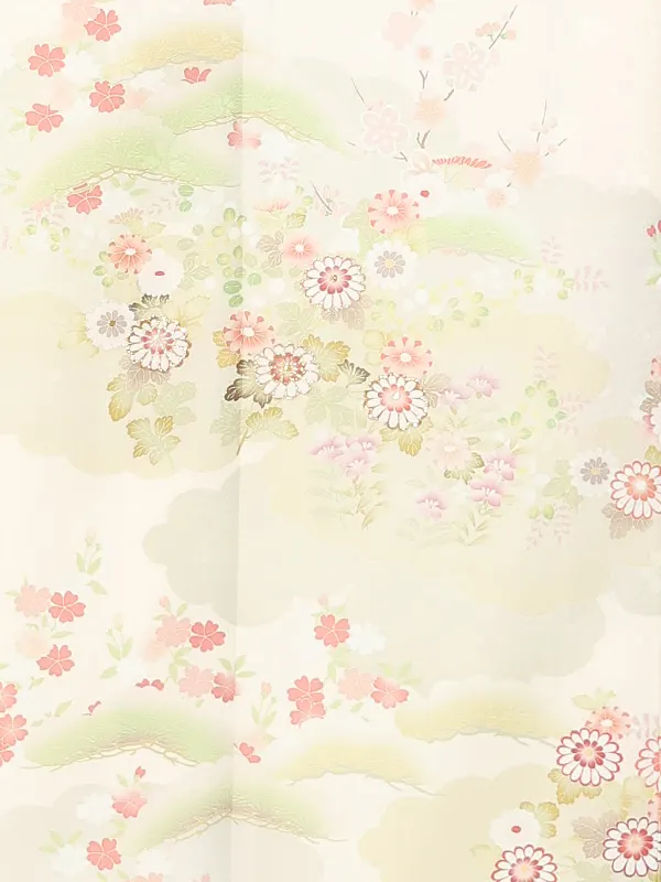 訪問着レンタル/式部浪漫 クリーム色 雲に四季花 Z419