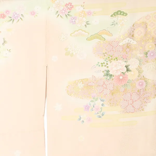 【正絹】訪問着レンタル/淡ピンク 四季花 Z451