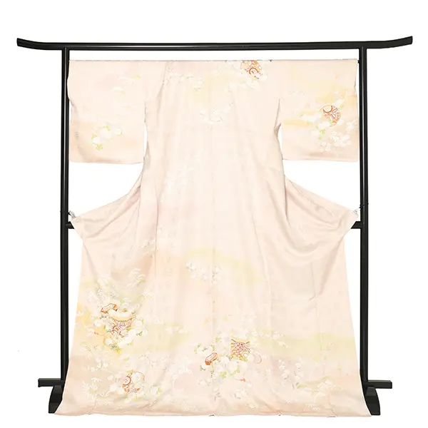 【正絹 トールサイズ】訪問着レンタル/ピンク 四季花に貝桶 Z460（72）