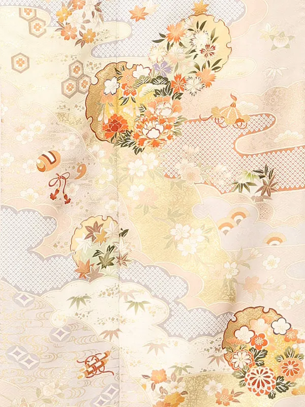【正絹 トールサイズ】訪問着レンタル/ピンク 雪輪に四季花 Z466（72）