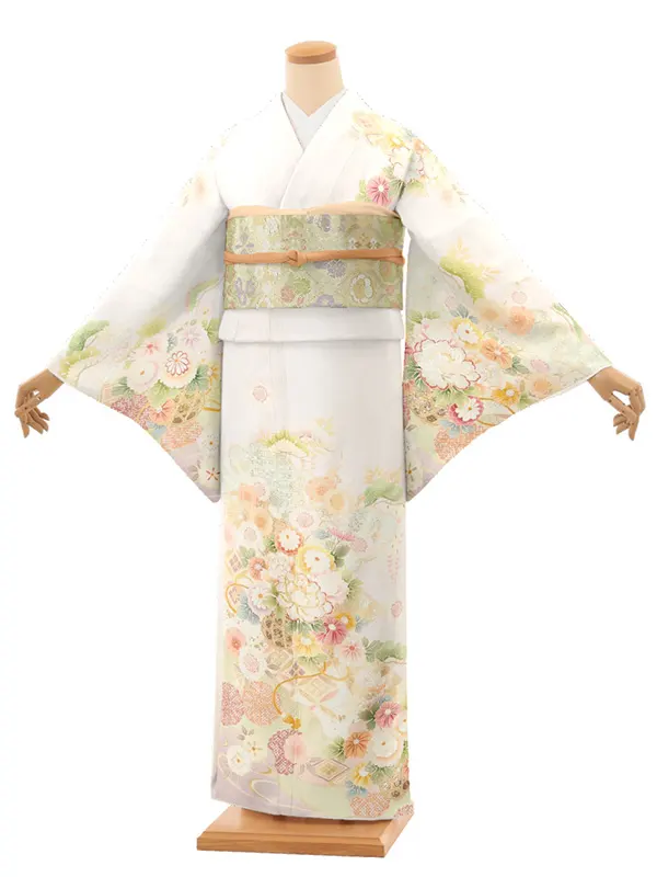 【正絹 トールサイズ】訪問着レンタル/薄紫色 四季花 花籠 Z470（72）
