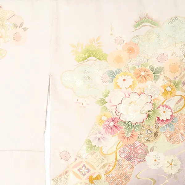 【正絹 トールサイズ】訪問着レンタル/薄紫色 四季花 花籠 Z470（72）
