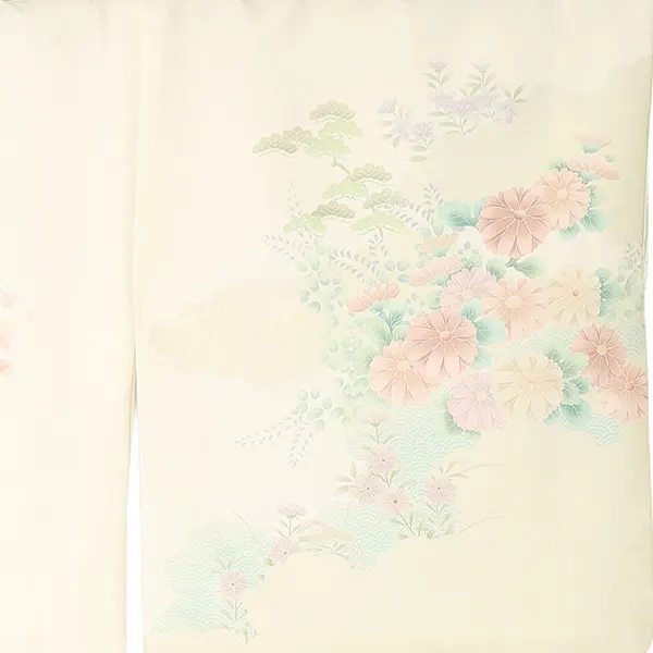 【トールサイズ】訪問着レンタル/ベージュ 貝桶に四季花 Z485（72）