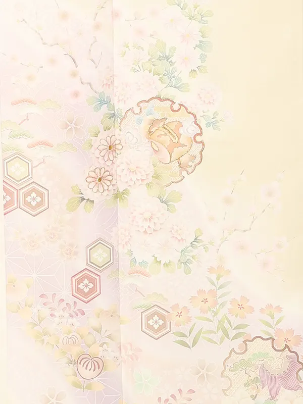 【トールサイズ】訪問着レンタル/ベージュ 菊花雪輪 Z488（72）