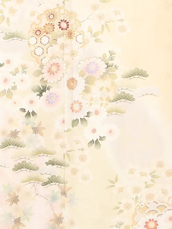 【正絹】訪問着レンタル/式部浪漫 ベージュ 菊花雪輪 Z496
