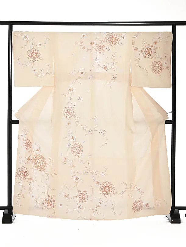 先生,教員向け 訪問着袴 ベージュ 宝相華/紺袴 W105 (68)