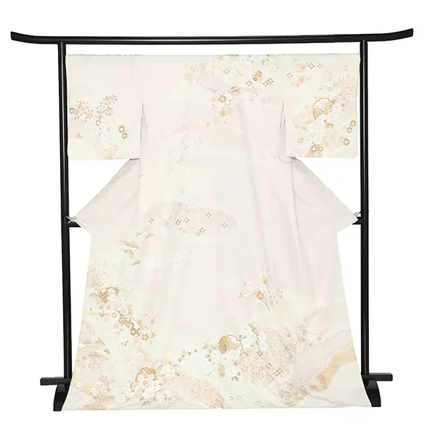 先生,教員向け 訪問着袴 グレー／紺袴 W222