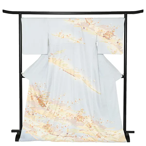 【正絹】先生,教員向け 訪問着袴 水色／紺袴 W258