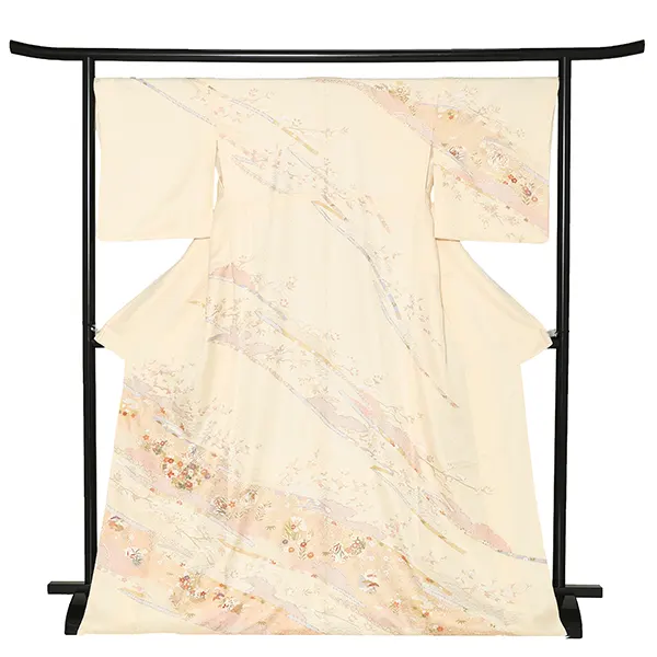 【正絹】先生,教員向け 訪問着袴 ベージュ／茶袴 W261