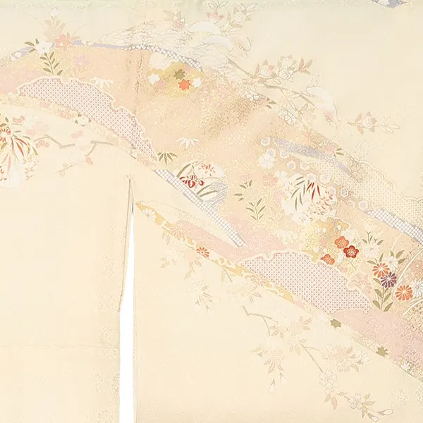 【正絹】先生,教員向け 訪問着袴 ベージュ／茶袴 W261