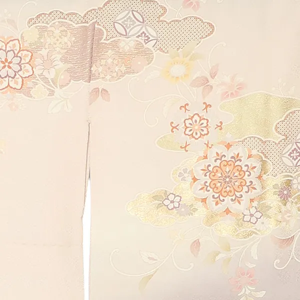 【正絹】先生,教員向け 訪問着袴 ベージュ／紺袴 W265