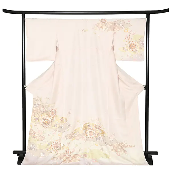 【正絹】先生,教員向け 訪問着袴 ピンク／紺袴 W267