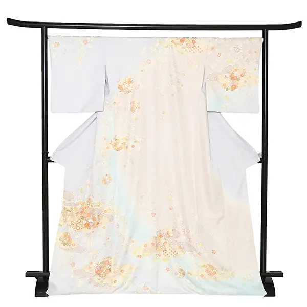 【正絹】先生,教員向け 訪問着袴 水色／紺袴 W275