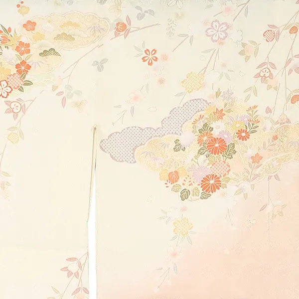 【正絹】先生,教員向け 訪問着袴 ベージュ／紺袴 W276