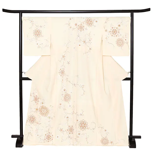 先生,教員向け 訪問着袴 ベージュ／黒袴 W277